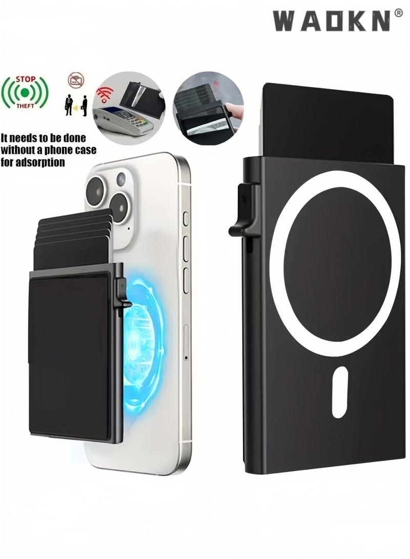 WAOKN Unisex Card Holder Wallet, RFID Blocking Pop-Up Card Holder, Premium Aluminum Alloy Magnetic Card Wallet with Side Push Quick Access, Matte Anodized Slim Metal Credit Card Case for Men Women, Urban Minimalist Anti-Theft Business Card Holder，daily everyday carry for men & women - Image 4