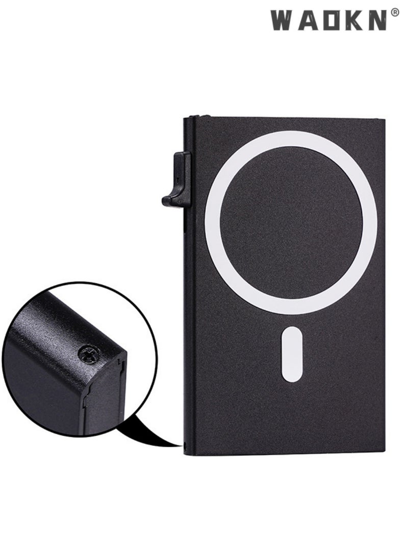 WAOKN Unisex Card Holder Wallet, RFID Blocking Pop-Up Card Holder, Premium Aluminum Alloy Magnetic Card Wallet with Side Push Quick Access, Matte Anodized Slim Metal Credit Card Case for Men Women, Urban Minimalist Anti-Theft Business Card Holder，daily everyday carry for men & women - Image 2