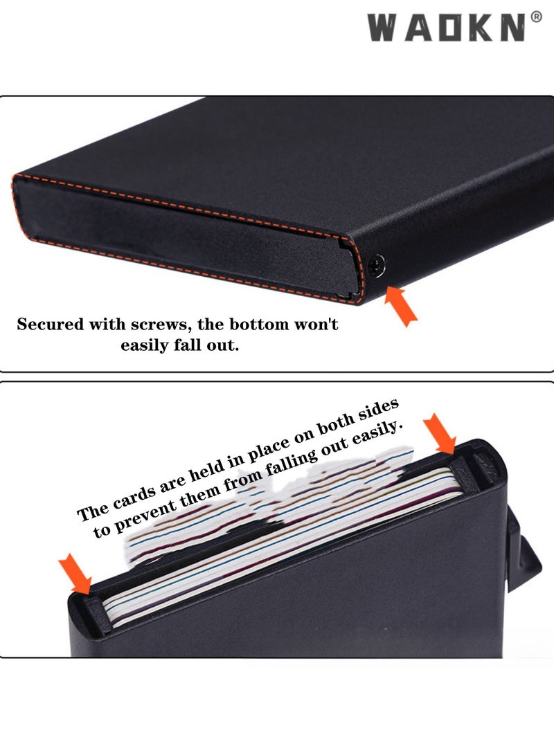 WAOKN Unisex Card Holder Wallet, RFID Blocking Pop-Up Card Holder, Premium Aluminum Alloy Magnetic Card Wallet with Side Push Quick Access, Matte Anodized Slim Metal Credit Card Case for Men Women, Urban Minimalist Anti-Theft Business Card Holder，daily everyday carry for men & women - Image 5