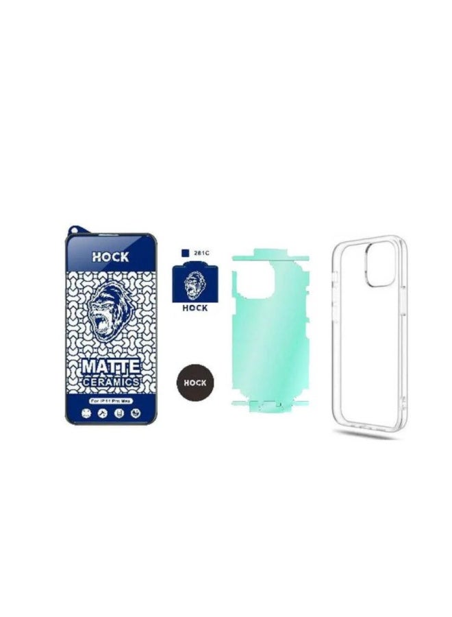 Hock iPhone 12 Pro Max 5-in-1 Complete Protection Package [5D Curved Screen Protection] [9H Shatter and Scratch Resistant] [Shockproof Clear Case] ​​[Camera Lens Protection] - Image 2