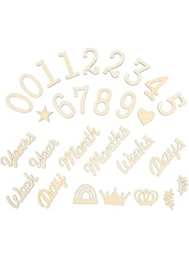 Wooden Milestone Cards 30 Pack Cute Growth Signs Newborn Photo Props - Image 1