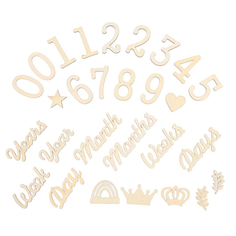 Wooden Milestone Cards 30 Pack Cute Growth Signs Newborn Photo Props - Image 2