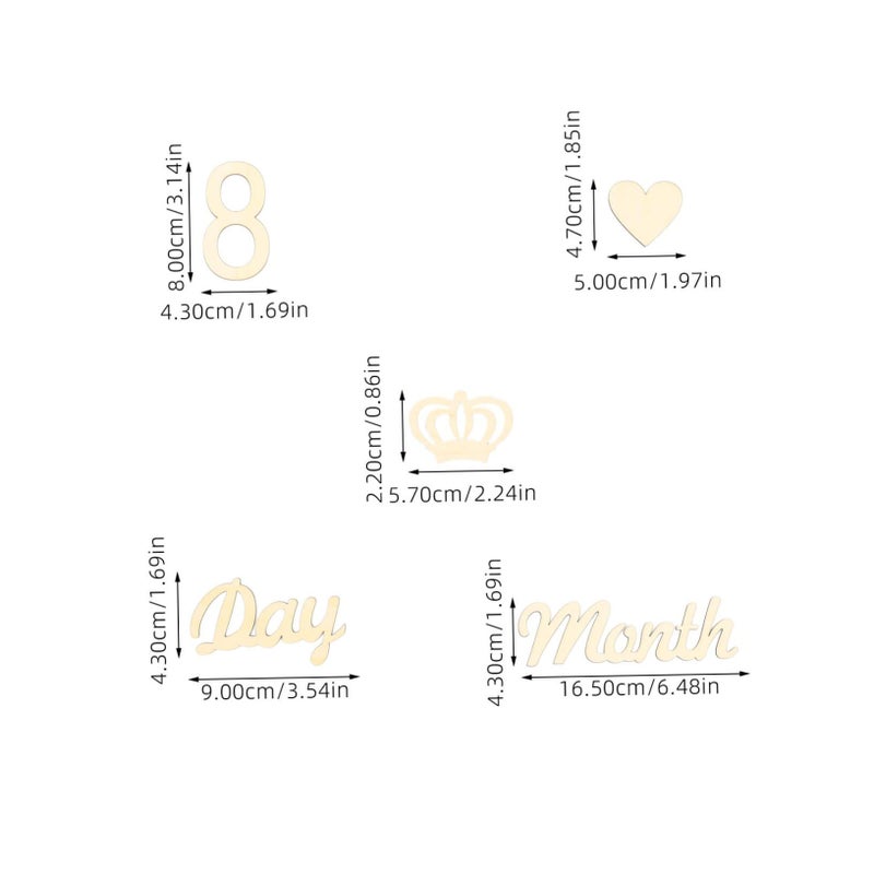 Wooden Milestone Cards 30 Pack Cute Growth Signs Newborn Photo Props - Image 3