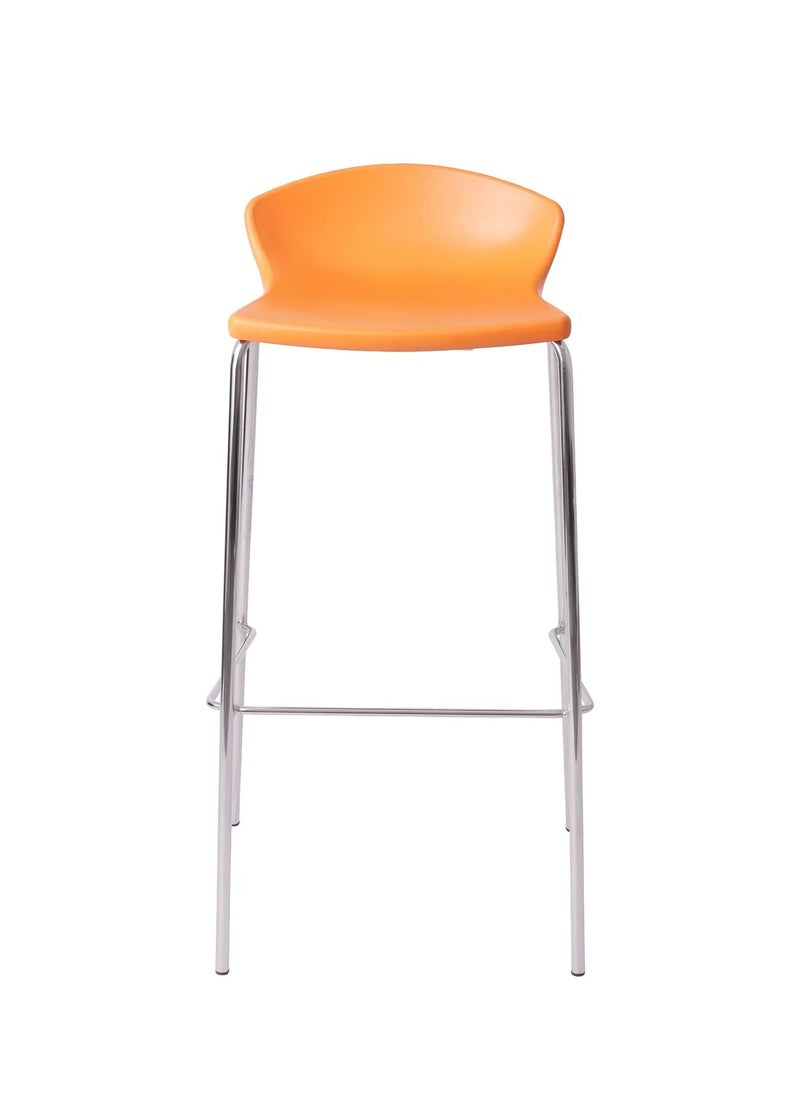 Easy Stack Bar Stool With Chrome Legs Orange