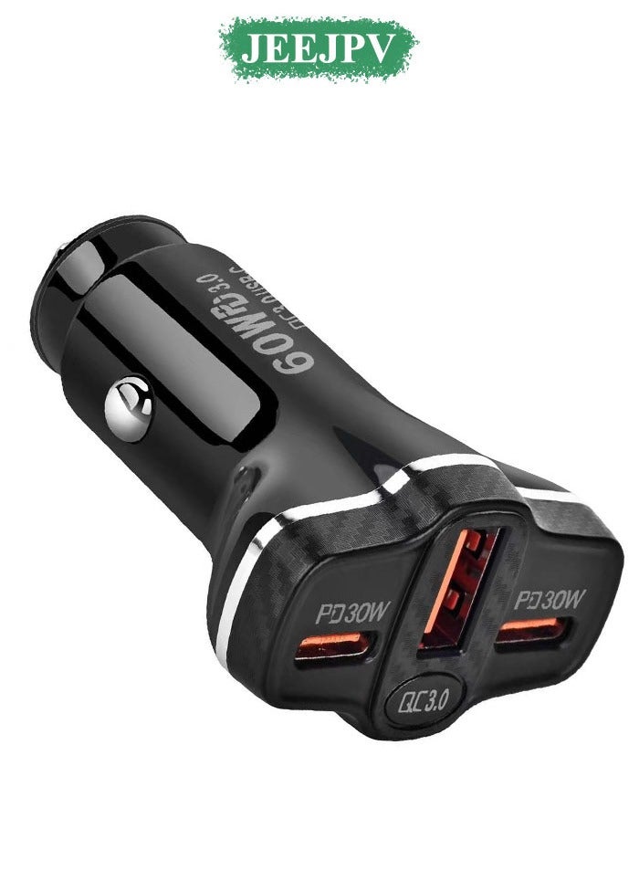 جيج بي في شاحن سيارة 2 × PD30W + QC30W محول شحن سريع للهاتف المحمول شاحن سيارة QC3.0 USB - Image 1