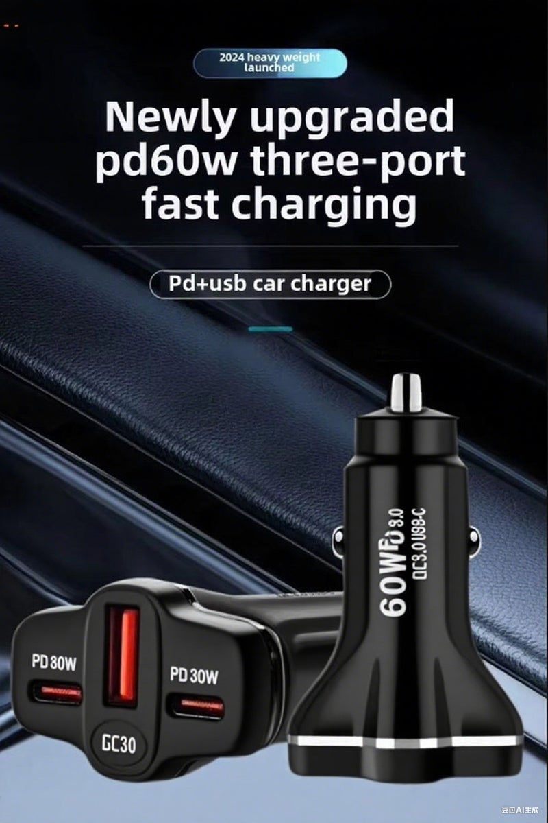 جيج بي في شاحن سيارة 2 × PD30W + QC30W محول شحن سريع للهاتف المحمول شاحن سيارة QC3.0 USB - Image 2