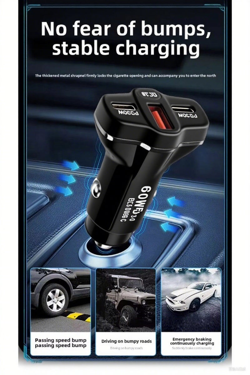 جيج بي في شاحن سيارة 2 × PD30W + QC30W محول شحن سريع للهاتف المحمول شاحن سيارة QC3.0 USB - Image 4