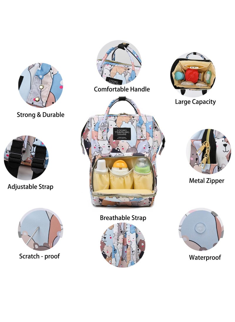 General Backpack Multifunctional Large Capacity Mommy Bag Nylon Mother and Baby Backpack Travel Backpack (Rabbit)  - Image 3