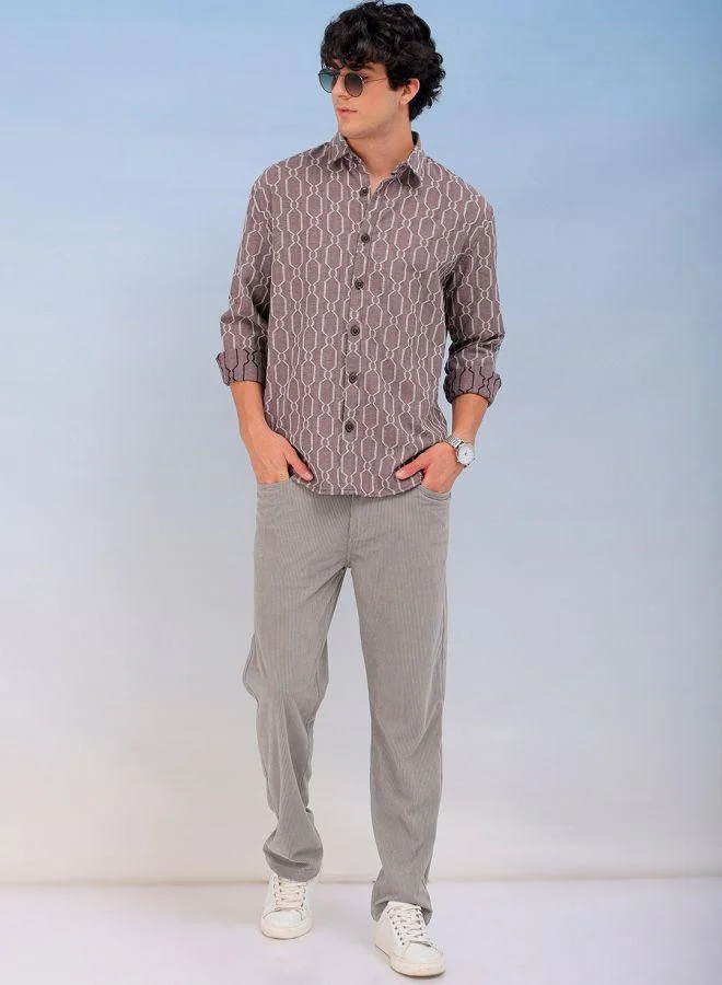ذا انديان كراج كو Men Relaxed Fit Solid Full Sleeves Cutaway Collar Resort Wear Shirt