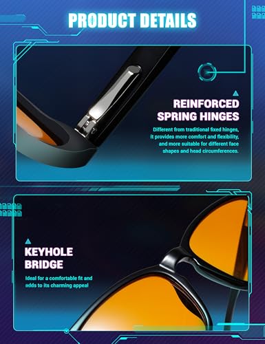 TIJN Blue Light Blocking Glasses Dual AR Coatings Amber Orange Lens for Computer Gaming - Image 4