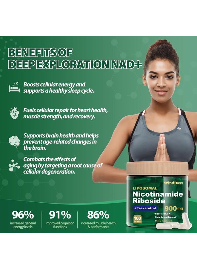 Windboss NAD Nicotinamide Riboside Resveratrol, Liposomal NAD Supplements for Women & Men, NMN Supplement Alternative, NAD Supplement - 100 Capsules - Image 3