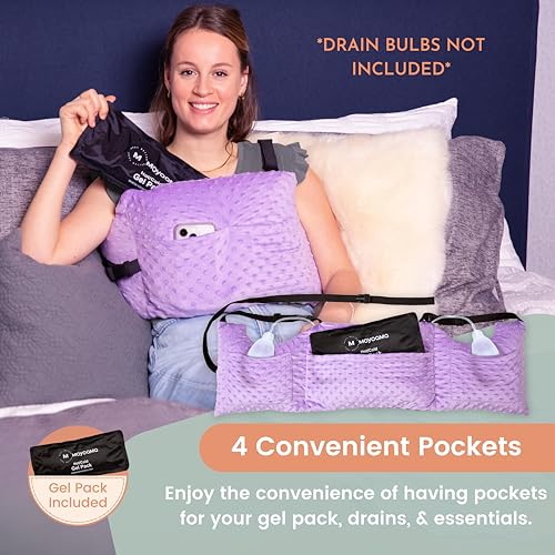 MOYOAMA Post Mastectomy Pillow –4 Pcs Protective Kit incl 1 Gel Pack, Seatbelt Cushion, Shower Lan- Breast Surgery Must Haves,Breast Reduction Recovery Supplies, Breast Augmentation,Post Op Essentials - Image 3