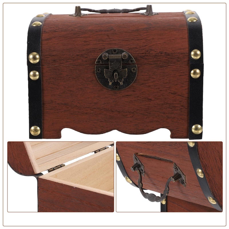 Vintage Wooden Lockable Money Box Piggy Bank For Coins Jewelry And Desktop Decoration - Image 4