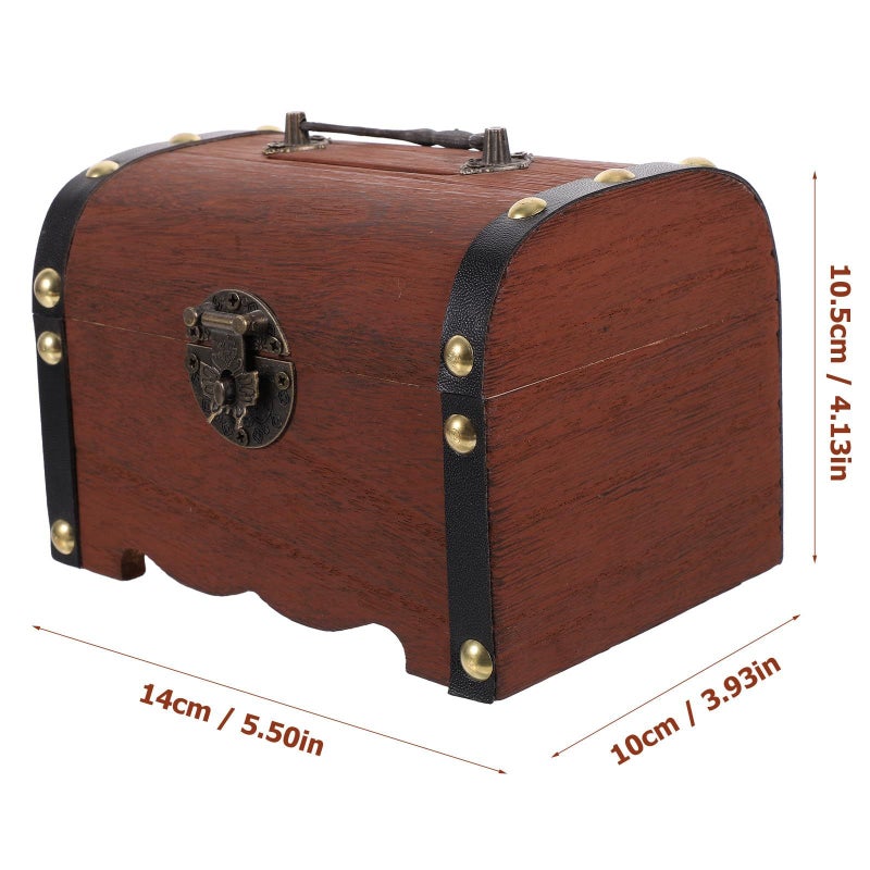 Vintage Wooden Lockable Money Box Piggy Bank For Coins Jewelry And Desktop Decoration - Image 3