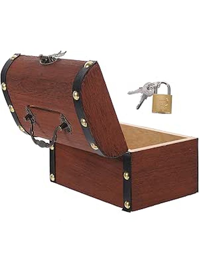 Vintage Wooden Lockable Money Box Piggy Bank For Coins Jewelry And Desktop Decoration - Image 1