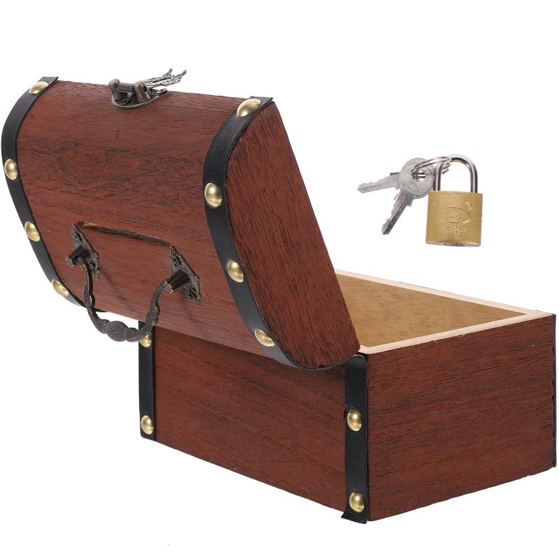 Vintage Wooden Lockable Money Box Piggy Bank For Coins Jewelry And Desktop Decoration - Image 2