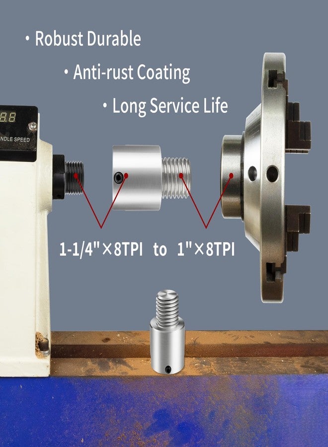 DEEFIINE Woodworking Lathe Headstock Spindle Adapter Convert 1-1/4''×8TPI to 1''×8TPI Thread Chuck Insert Adapter Turning Tool Accessories - Image 4