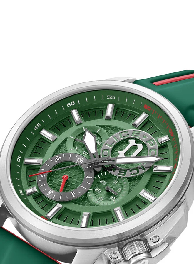 POLICE POLICE - Kavalan Watch For Men Green Dial With Green Silicone Strap - PEWJQ0005106