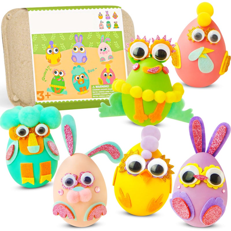 ROOCHKD Arts and Crafts for Kids, Set of 6 DIY Eggs Handcrafted Kit, Toddlers Crafting Set Birthday Exchange Valentine's Gifts for Boys and Girls, Art Supplies Class Activities Easter Basket Stuffers - Image 1