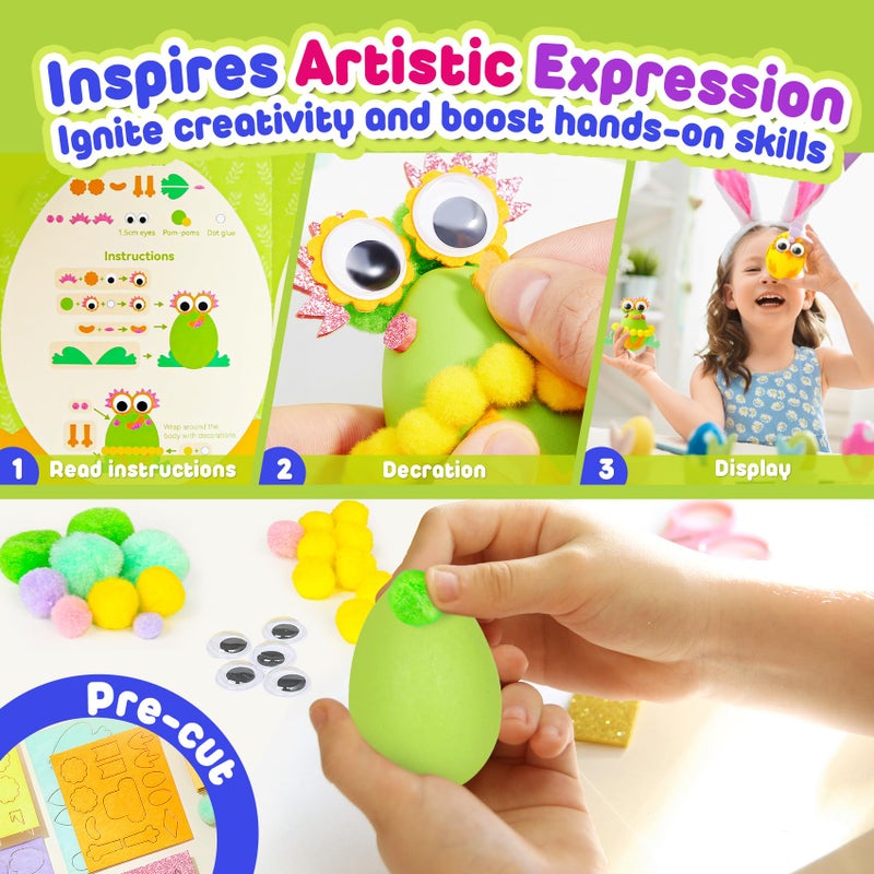 ROOCHKD Arts and Crafts for Kids, Set of 6 DIY Eggs Handcrafted Kit, Toddlers Crafting Set Birthday Exchange Valentine's Gifts for Boys and Girls, Art Supplies Class Activities Easter Basket Stuffers - Image 2