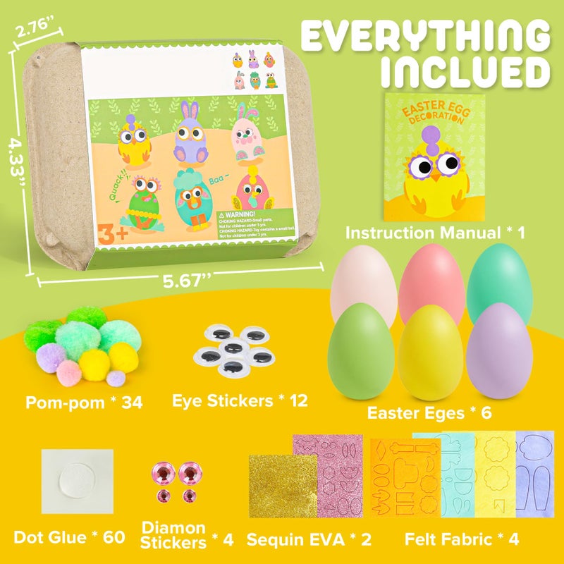 ROOCHKD Arts and Crafts for Kids, Set of 6 DIY Eggs Handcrafted Kit, Toddlers Crafting Set Birthday Exchange Valentine's Gifts for Boys and Girls, Art Supplies Class Activities Easter Basket Stuffers - Image 3