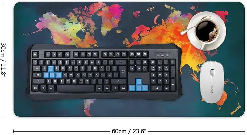 Keebik Gaming Mouse Pad, World Map Mouse Pad 12x24 Inch Large Extended Computer Mouse Mat Keyboard Full Desk Mousepad for Gaming, Office, Home - Image 2