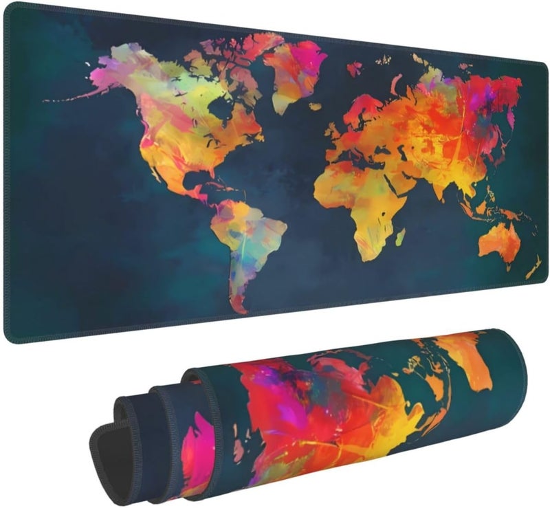 Keebik Gaming Mouse Pad, World Map Mouse Pad 12x24 Inch Large Extended Computer Mouse Mat Keyboard Full Desk Mousepad for Gaming, Office, Home - Image 1