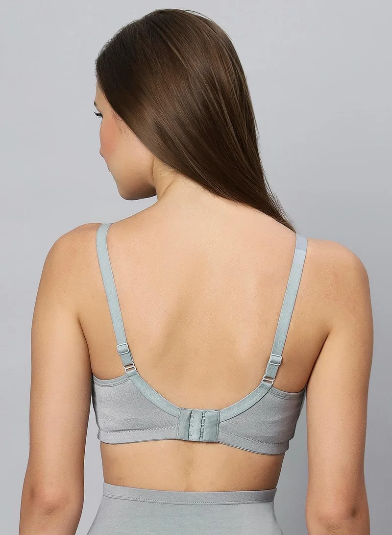 TUMMY  TUMMY Bamboo Cotton Grey Nursing Bra and High Waist Panty 2 Pcs Set for Women | Best Price UAE