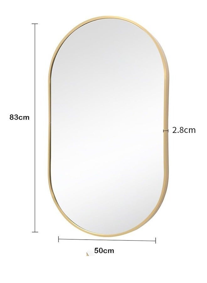 Bathroom Vanity Mirror, Wall-Mounted Oval Decorative Mirror, Suitable for Bathroom, Bedroom, Dressing Room, Can Be Hanged Horizontally or Vertically (Gold) - Image 5