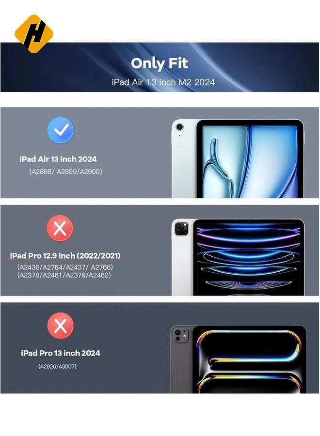 Slim Stand Cover for iPad Air 13-Inch (M2 2024) - Translucent Back with Auto Wake/Sleep and Touch ID Support, Navy Blue