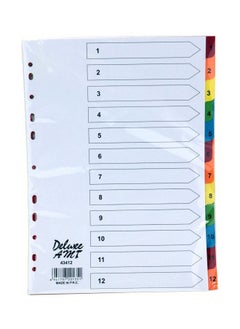 Deluxe 12 Tab Manila Color Divider With Number, Stationery Binder Index Dividers 