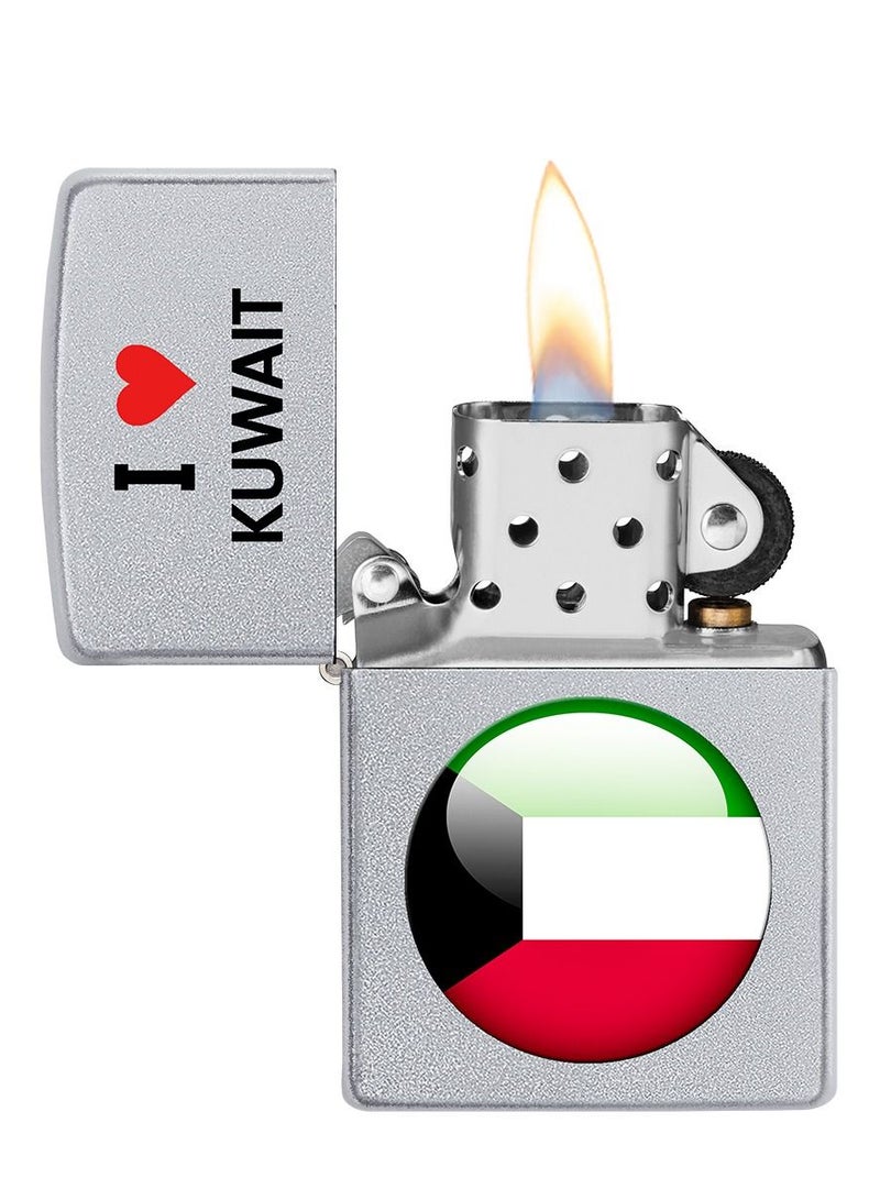 Zippo I love Kuwait Design Satin Chrome Windproof Lighter - Image 2