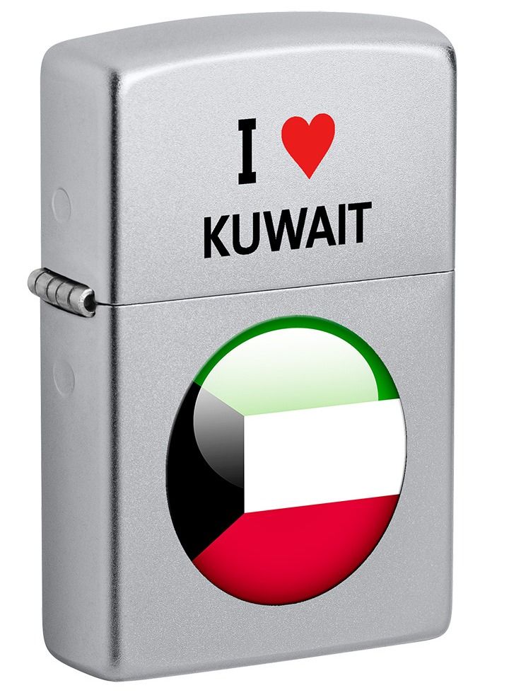 Zippo I love Kuwait Design Satin Chrome Windproof Lighter - Image 1