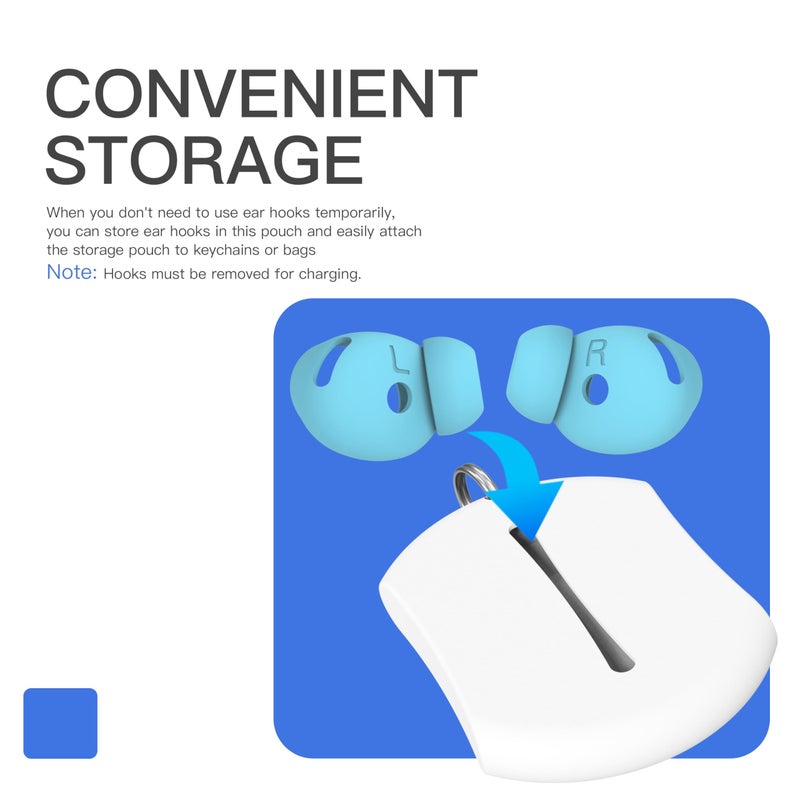 DamonLight 2 Pairs Ear Tips for AirPods 4 Grip Silicone Earbuds Cover [Added Storage Pouch][US Patent Registered] Compatible with Apple AirPods 4th Generation (Ice Blue) - Image 5