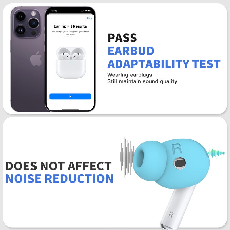 DamonLight 2 Pairs Ear Tips for AirPods 4 Grip Silicone Earbuds Cover [Added Storage Pouch][US Patent Registered] Compatible with Apple AirPods 4th Generation (Ice Blue) - Image 3