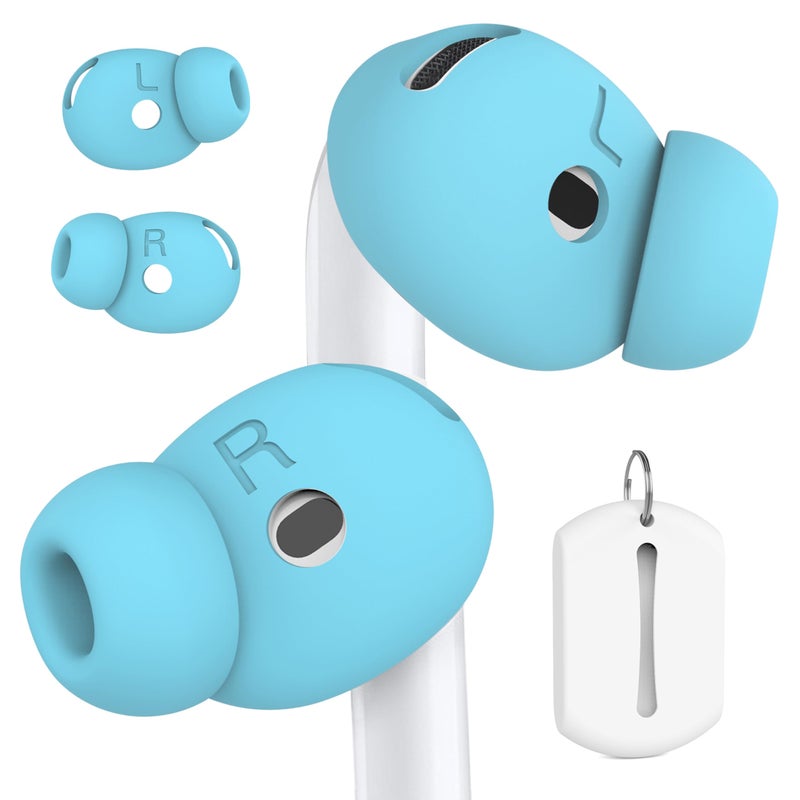 DamonLight 2 Pairs Ear Tips for AirPods 4 Grip Silicone Earbuds Cover [Added Storage Pouch][US Patent Registered] Compatible with Apple AirPods 4th Generation (Ice Blue) - Image 1