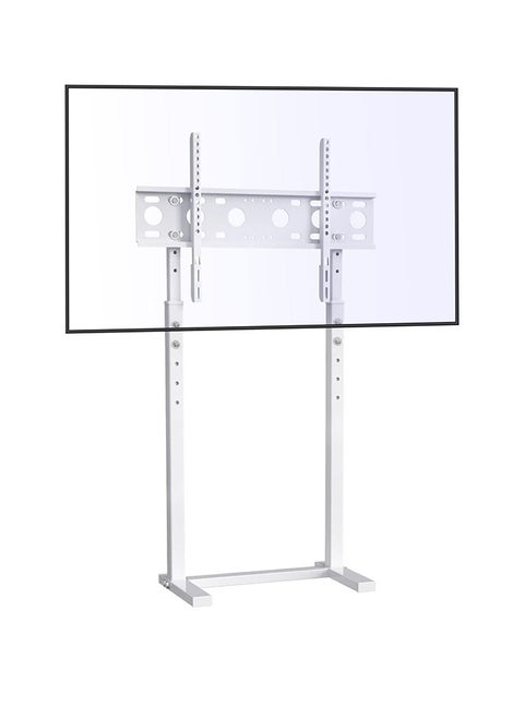 Floor TV Stand White Slim TV Stand Height Adjustable TV Bracket Universal TV Mount for 32”-65” Flat Panel LED LCD Screens Max VESA 600x400 up to Loading Weight 40KG