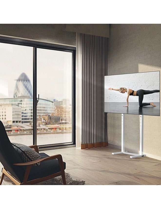 Generic - Floor TV Stand White Slim TV Stand Height Adjustable TV Bracket Universal TV Mount for 32”-65” Flat Panel LED LCD Screens Max VESA 600x400 up to Loading Weight 40KG - Image 1