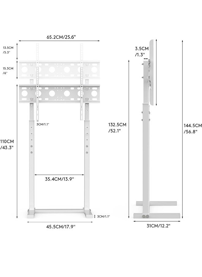 Generic - Floor TV Stand White Slim TV Stand Height Adjustable TV Bracket Universal TV Mount for 32”-65” Flat Panel LED LCD Screens Max VESA 600x400 up to Loading Weight 40KG - Image 1
