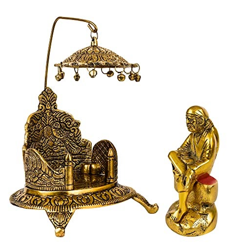 Spillbox Traditional Brass Sinhasan Pooja for God Idols – Idol Stand with Sai Baba - Image 5