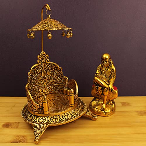 Spillbox Traditional Brass Sinhasan Pooja for God Idols – Idol Stand with Sai Baba - Image 4