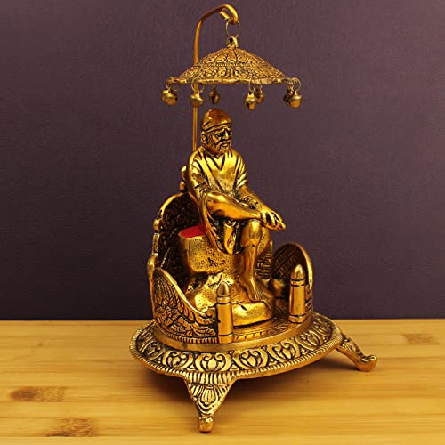 Spillbox Traditional Brass Sinhasan Pooja for God Idols – Idol Stand with Sai Baba - Image 2