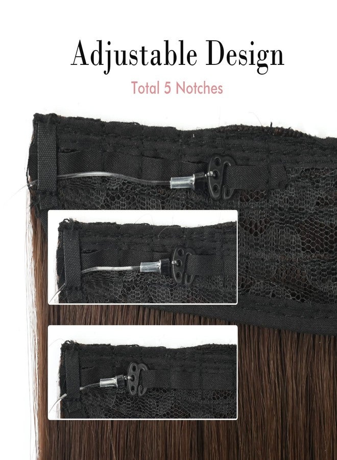 REECHO Invisible Wire Hair Extensions with Transparent Headband Adjustable Size Removable Secure Clips in Straight Secret Hairpiece for Women (16 Inch (Pack of 1), Light Ash Brown with Highlights) - Image 4