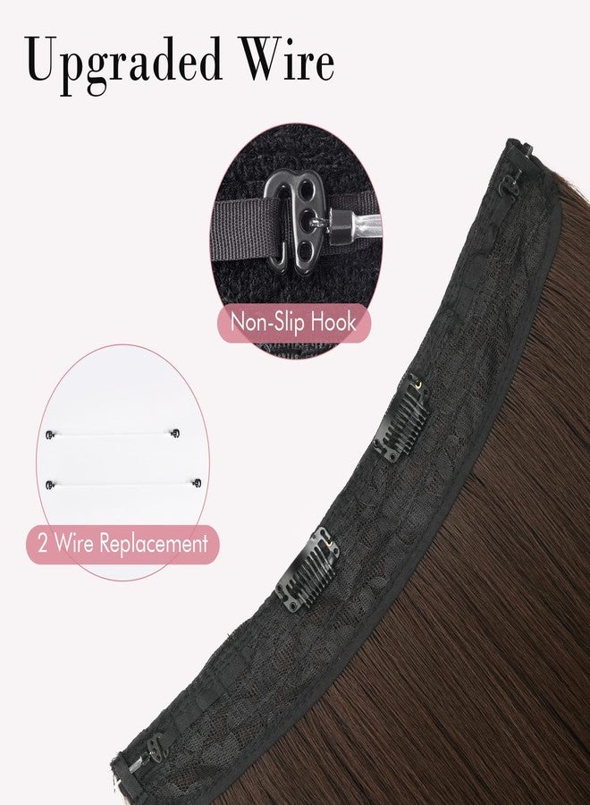 REECHO Invisible Wire Hair Extensions with Transparent Headband Adjustable Size Removable Secure Clips in Straight Secret Hairpiece for Women (16 Inch (Pack of 1), Light Ash Brown with Highlights) - Image 3