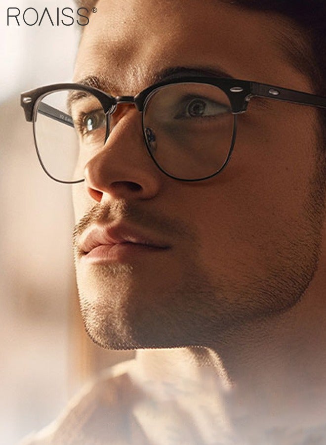roaiss Retro Semi Rimless Blue Light Blocking Glasses Blue Light Filter Computer Reading Gaming TV Phones Square Eyeglasses Fashion Anti Eyestrain Headache Eyewear for Men Women Black 50mm - Image 2