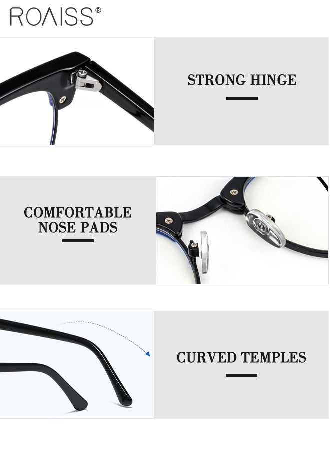 roaiss Retro Semi Rimless Blue Light Blocking Glasses Blue Light Filter Computer Reading Gaming TV Phones Square Eyeglasses Fashion Anti Eyestrain Headache Eyewear for Men Women Black 50mm - Image 5