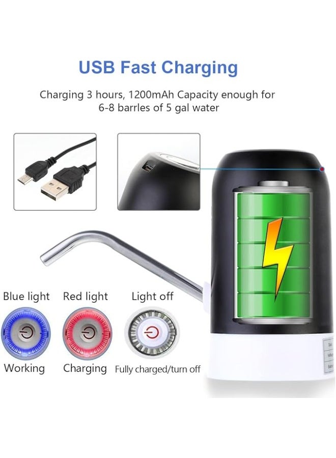 مبردات مضخات مياه الشرب من ليثينج، نوافير مياه، موزع مياه، شحن لاسلكي عبر منفذ USB، أوتوماتيكي، مناسب لزجاجات المياه العالمية سعة جالون (أسود) - Image 5