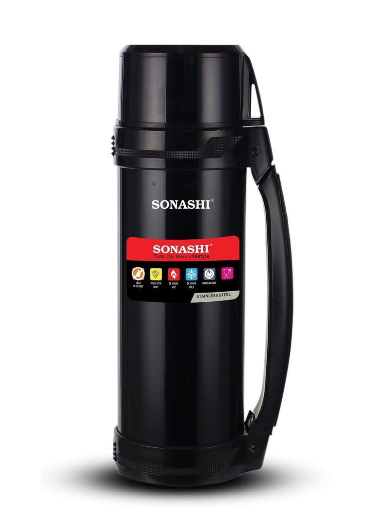 SONASHI 1.8L Vacuum Flask  for Hot And Cold Beverages  High Quality Stainless Steel Body with Double Wall Insulation  Unbreakable Flasks with Big Mouth for Daily Use  Portable Friendly SVF-1800  - Image 1