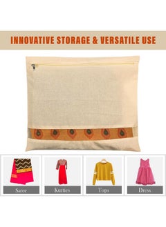 Kuber Industries Kuber Industries Saree Bags | Clothes Bags for Storage | Cotton Wardrobe Organizer | Mesh Window Cloth Storage Bags Set | Single Packing Saree Bags | Pack of 30 | Cream  - Image 5