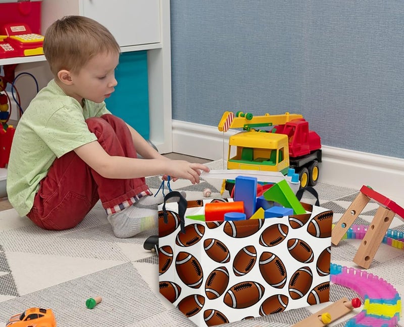 DDBASKET Rectangular Football Baskets Kids Storage Bins Baby Boy Basket Kids Toy Storage Bin Organizer Box Football Room Decor for Home(Football Basket) - Image 2